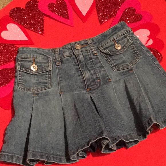 denim skirt with attached shorts